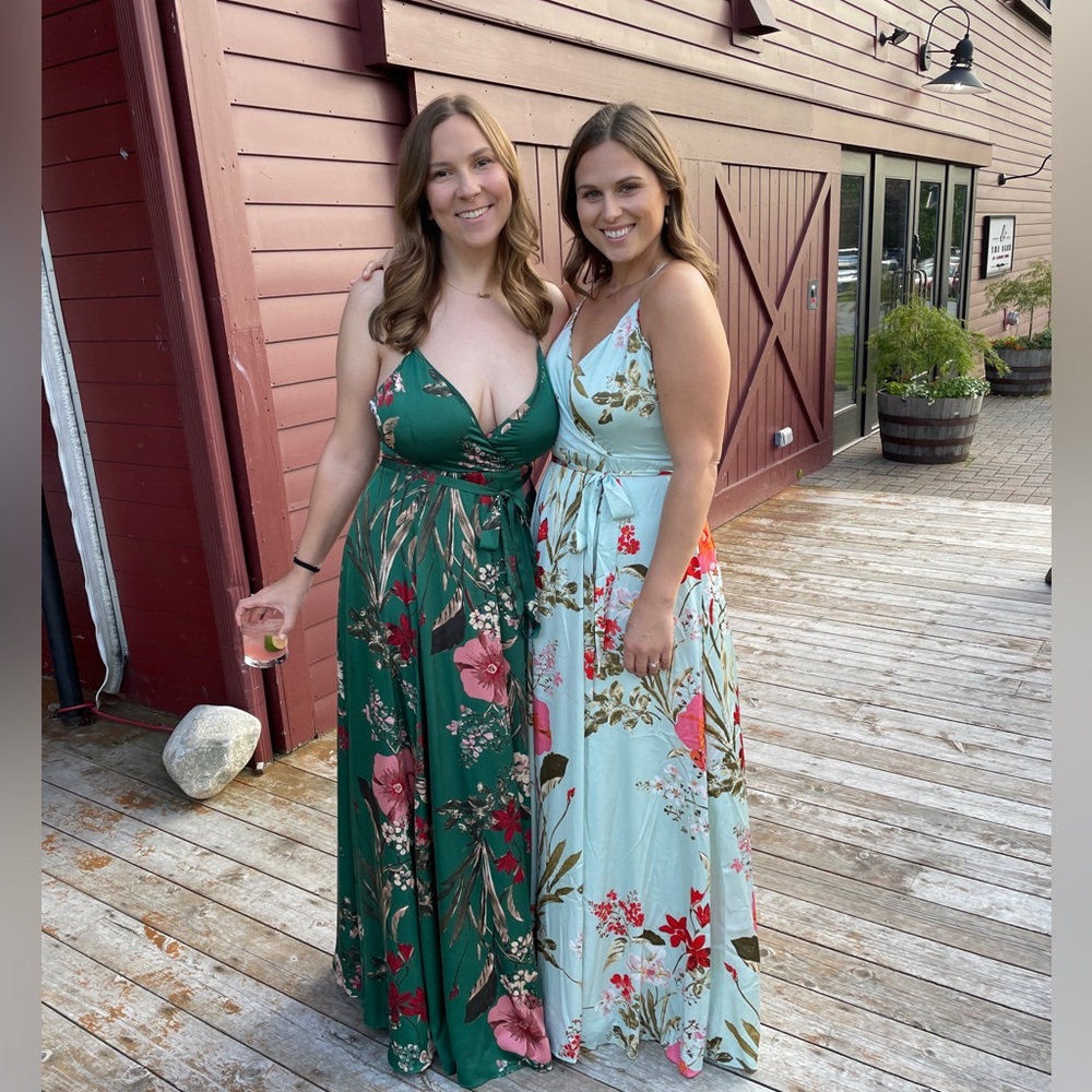 Wedding guest dress floral silk with slit